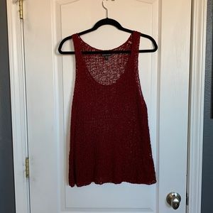 Eileen Fisher cotton tape nubble tank top in dark red